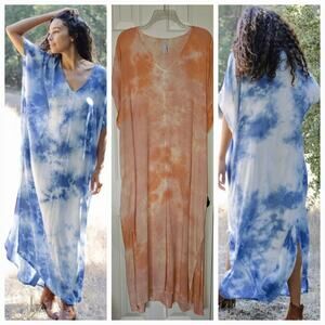 New Rachel Pally Tie Dye Rae Dress Maxi Caftan $298 SMALL Sorbet